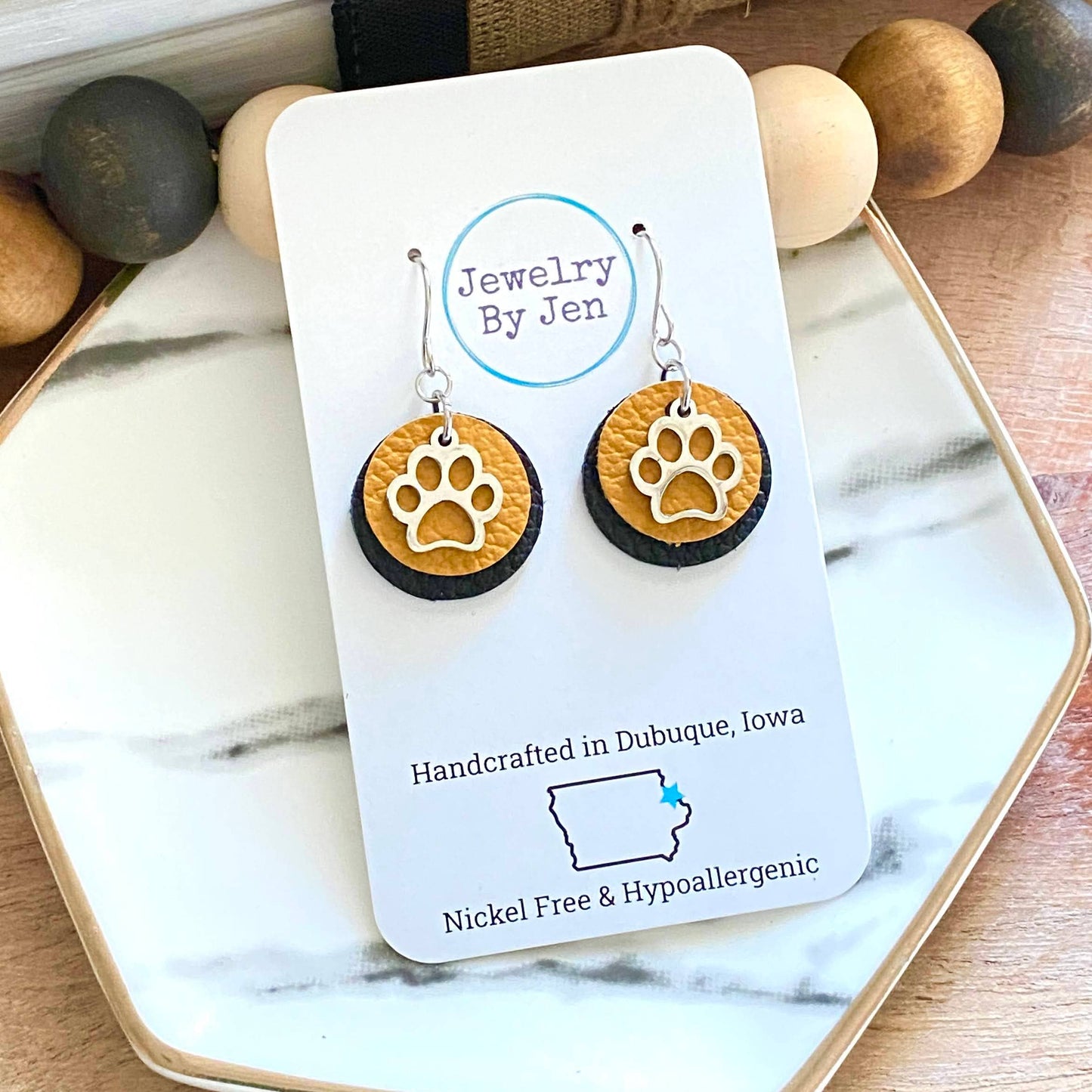 Paw Charm: Mustard & Black