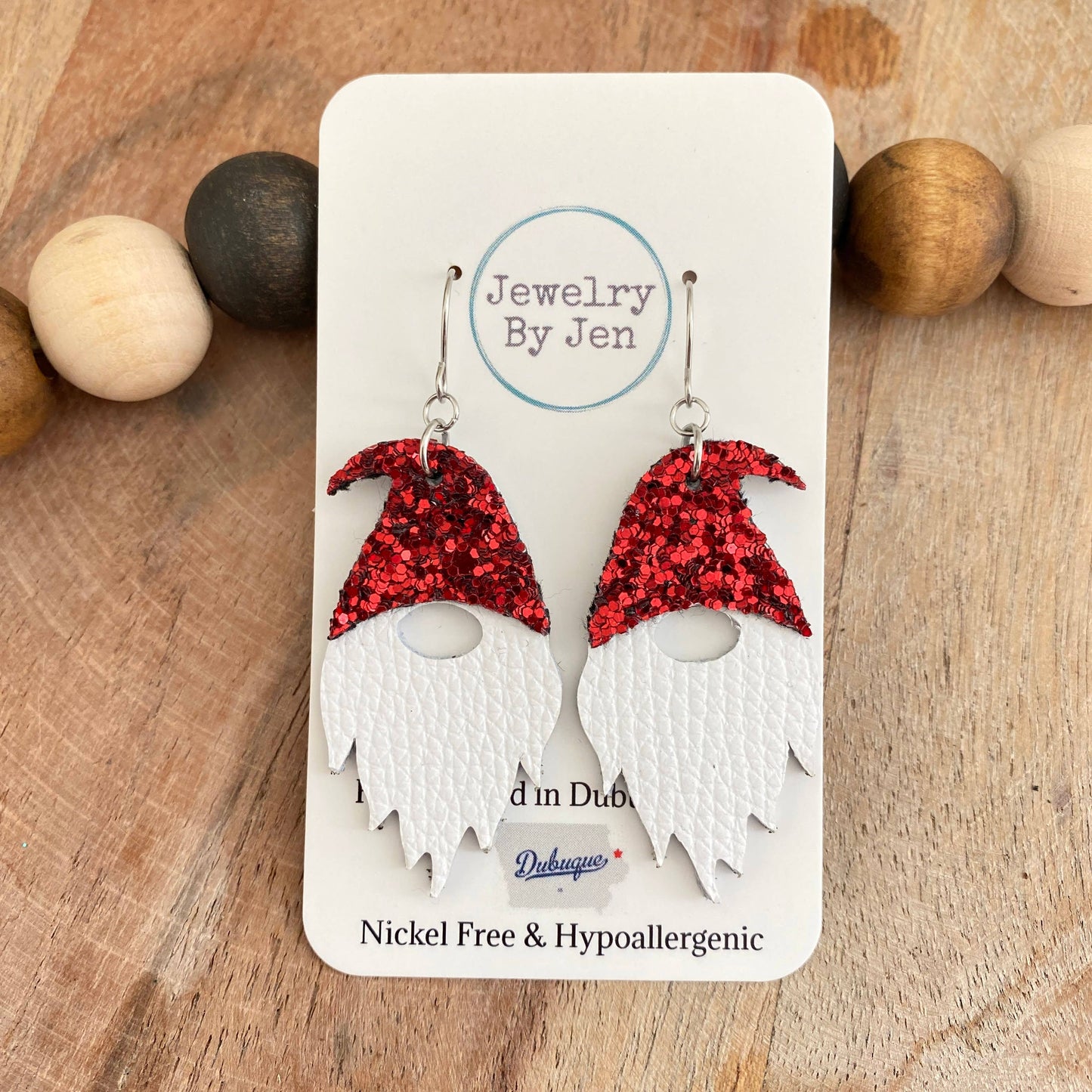 Gnome Earrings: Red Glitter Hat