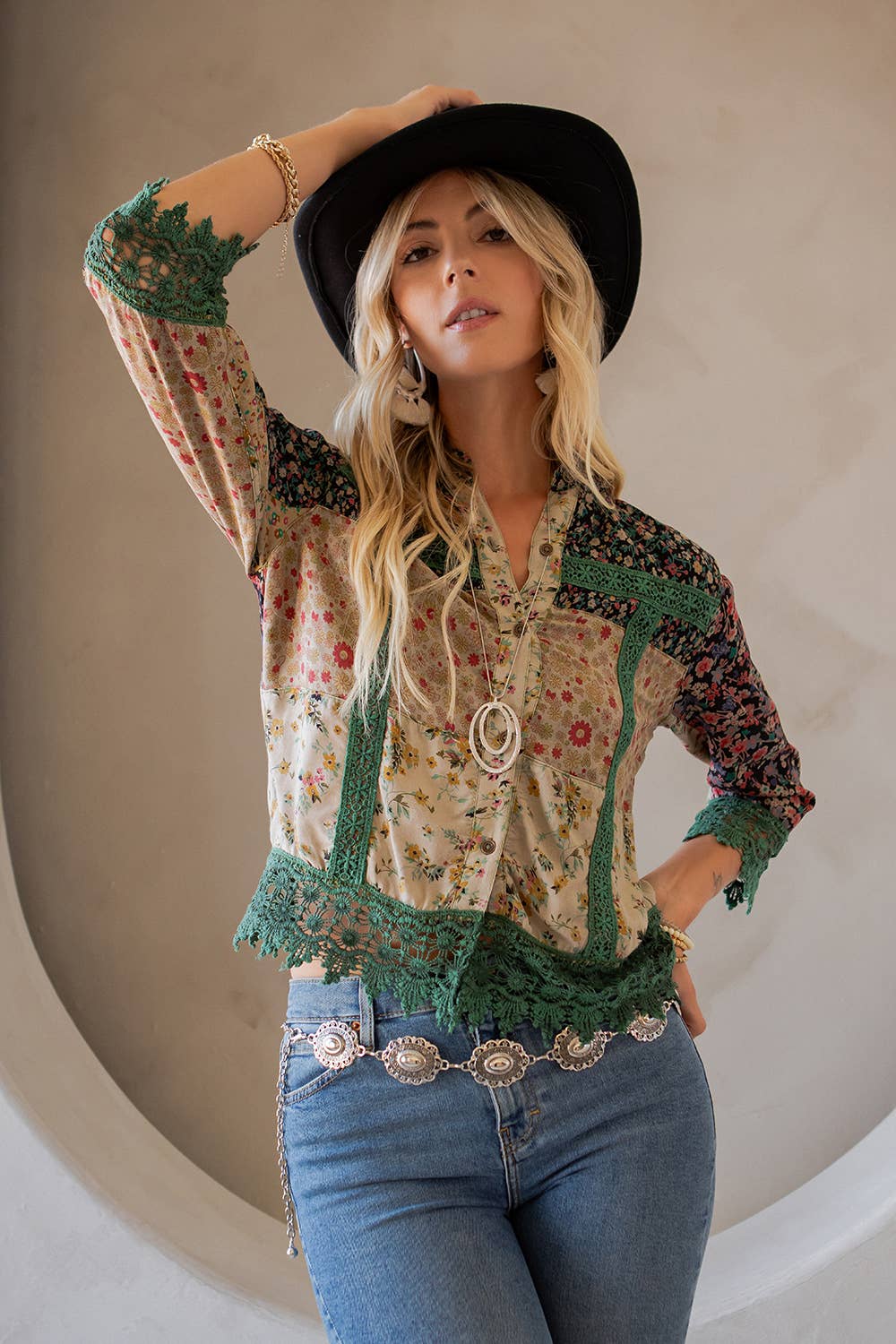 Ella Lace Cropped Shirt Jacket