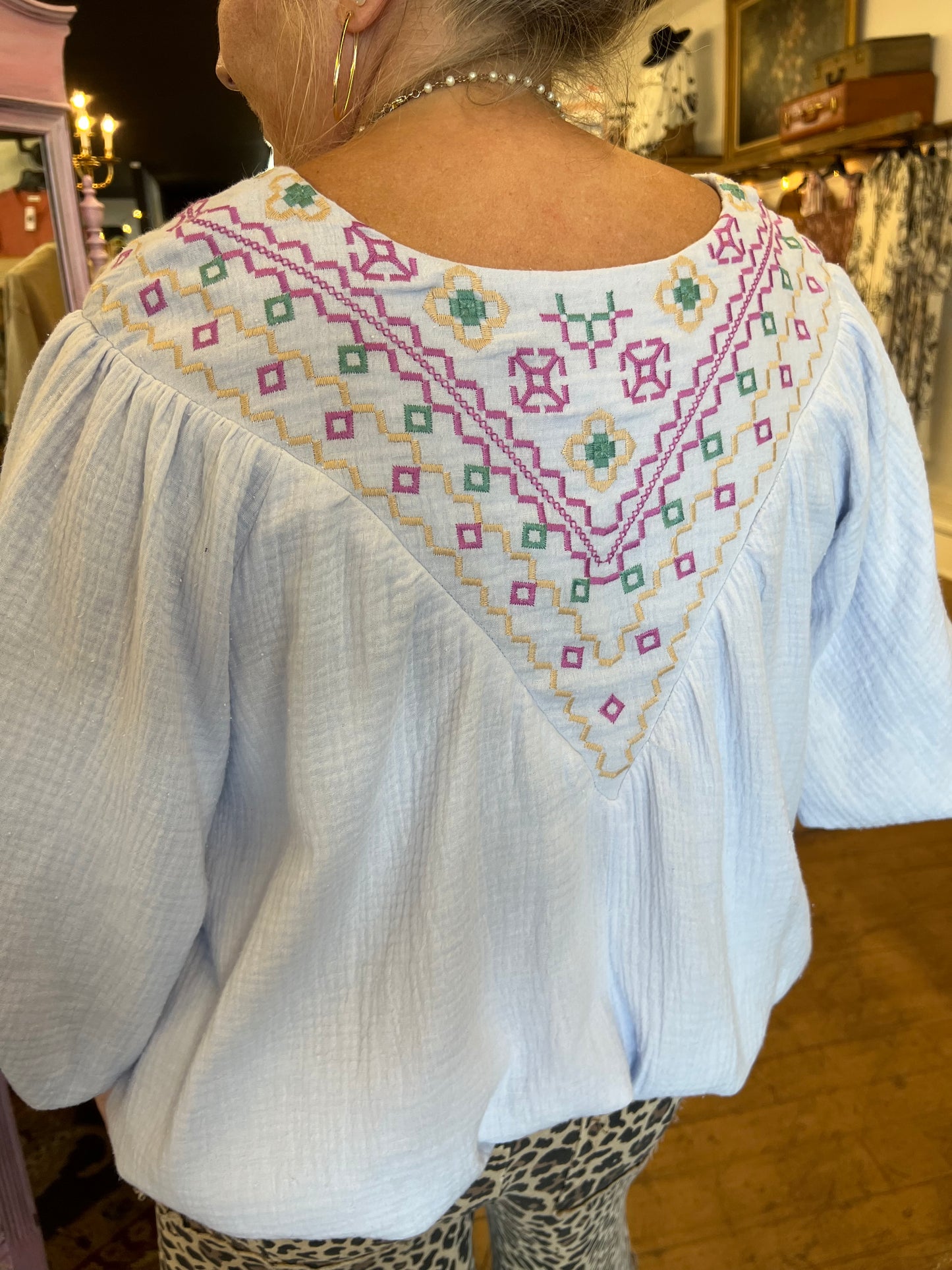 Lilac Embroirdered Top