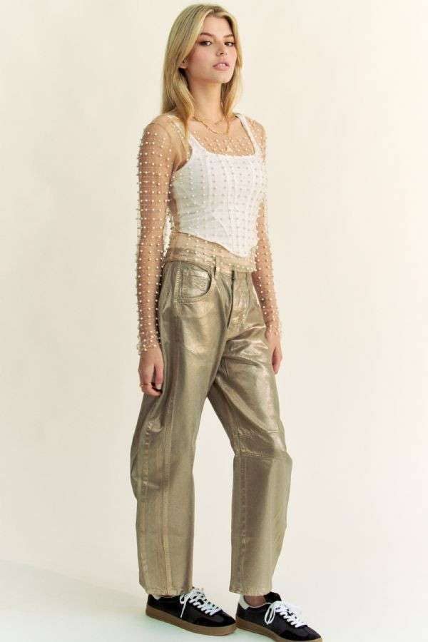Bead and Pearl Mesh Top