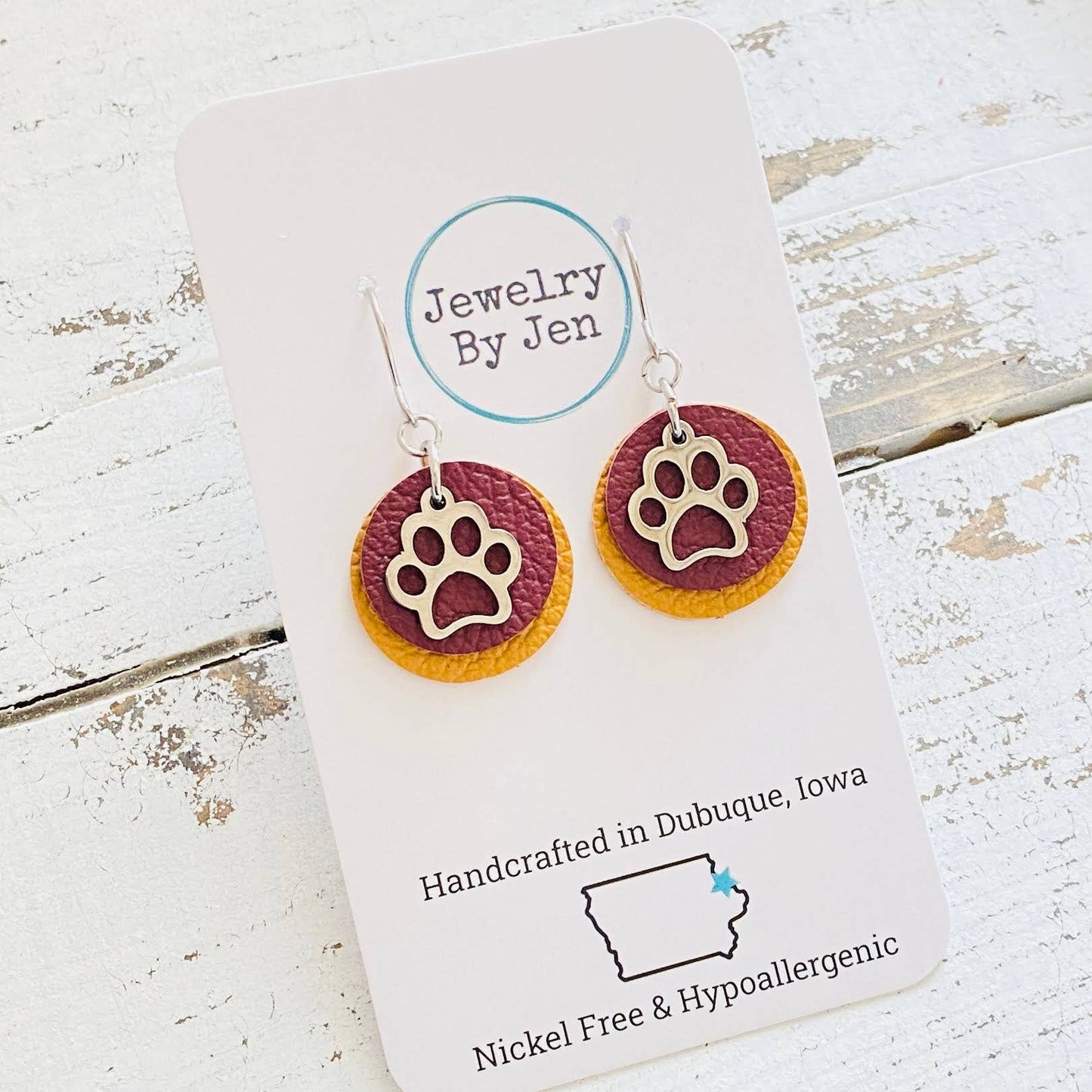 Paw Charm: Maroon & Mustard