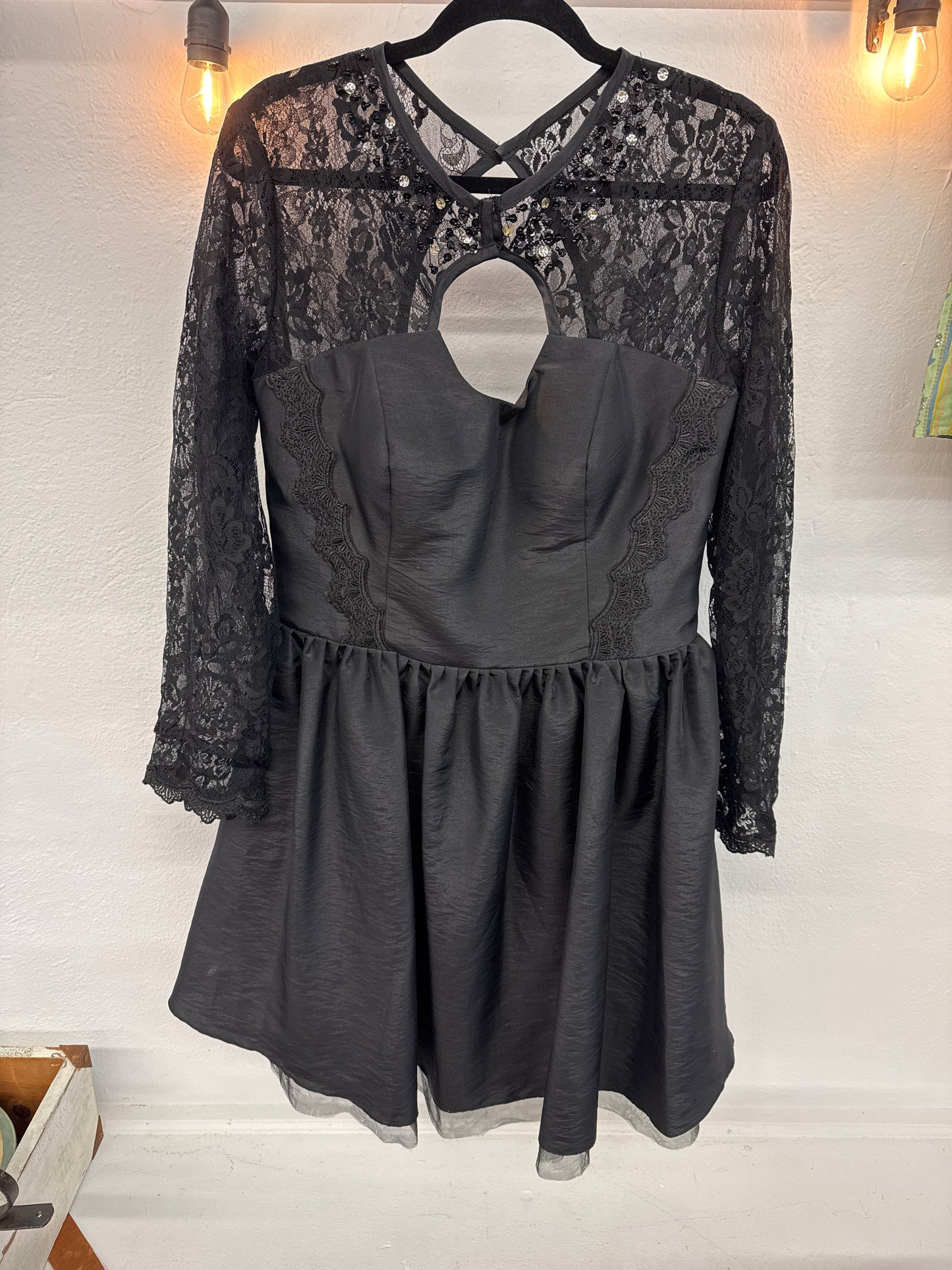 WP - Wedding Dress Black Lace Cocktail Dress | 16