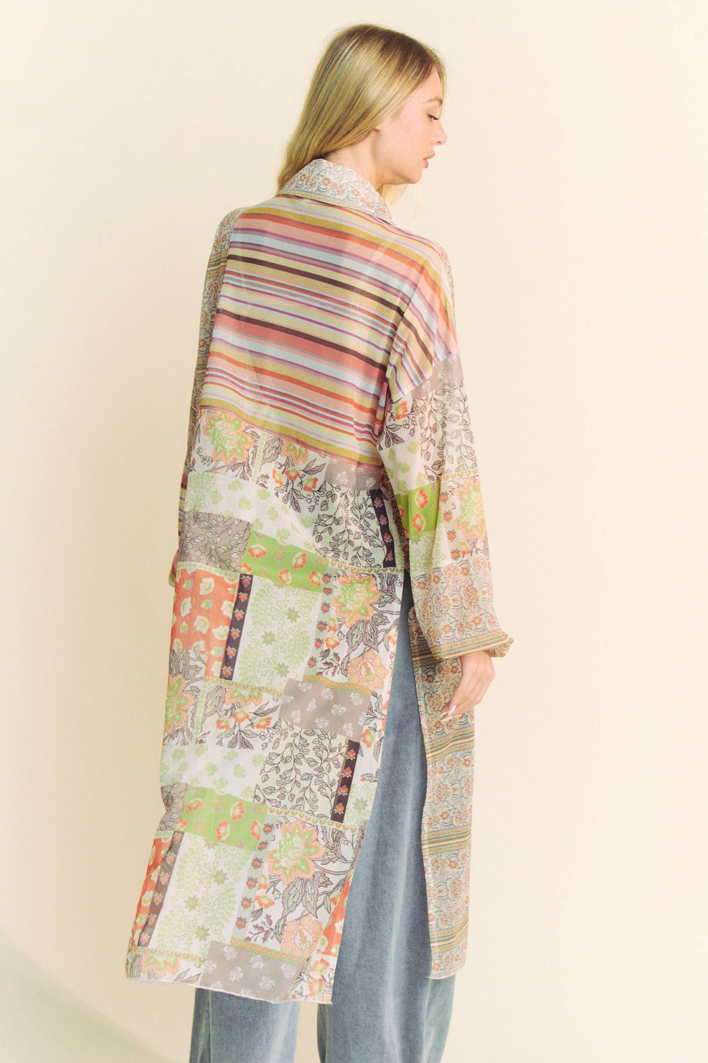 Lena Sheer Buttton-Up Top/Kimono | Orange Brown