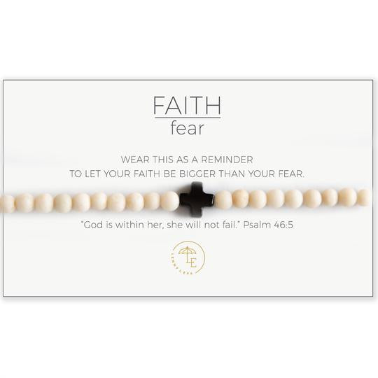 Faith Over Fear Cross Stretch Bracelet