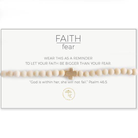 Faith Over Fear Cross Stretch Bracelet