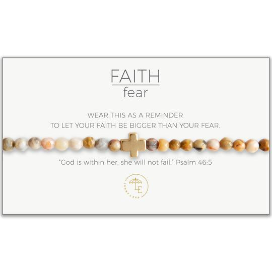 Faith Over Fear Cross Stretch Bracelet