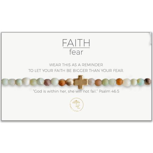Faith Over Fear Cross Stretch Bracelet