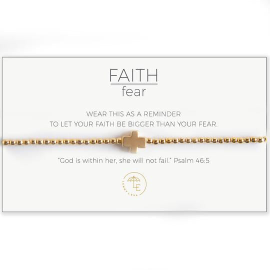 Faith Over Fear Cross Stretch Bracelet