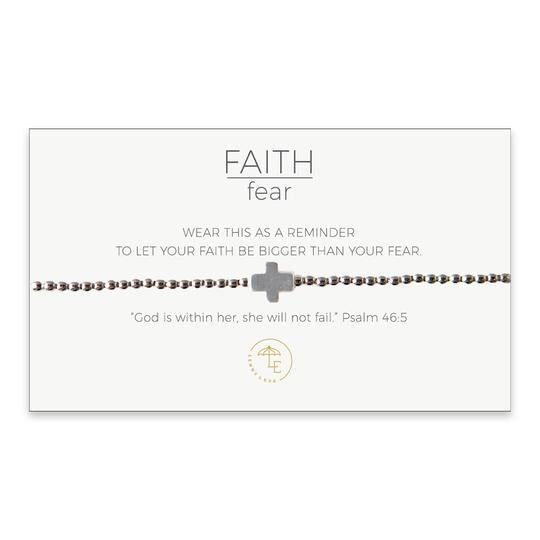 Faith Over Fear Cross Stretch Bracelet