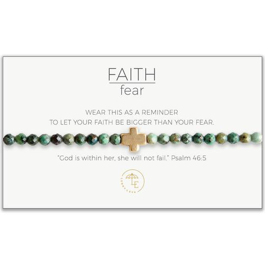 Faith Over Fear Cross Stretch Bracelet