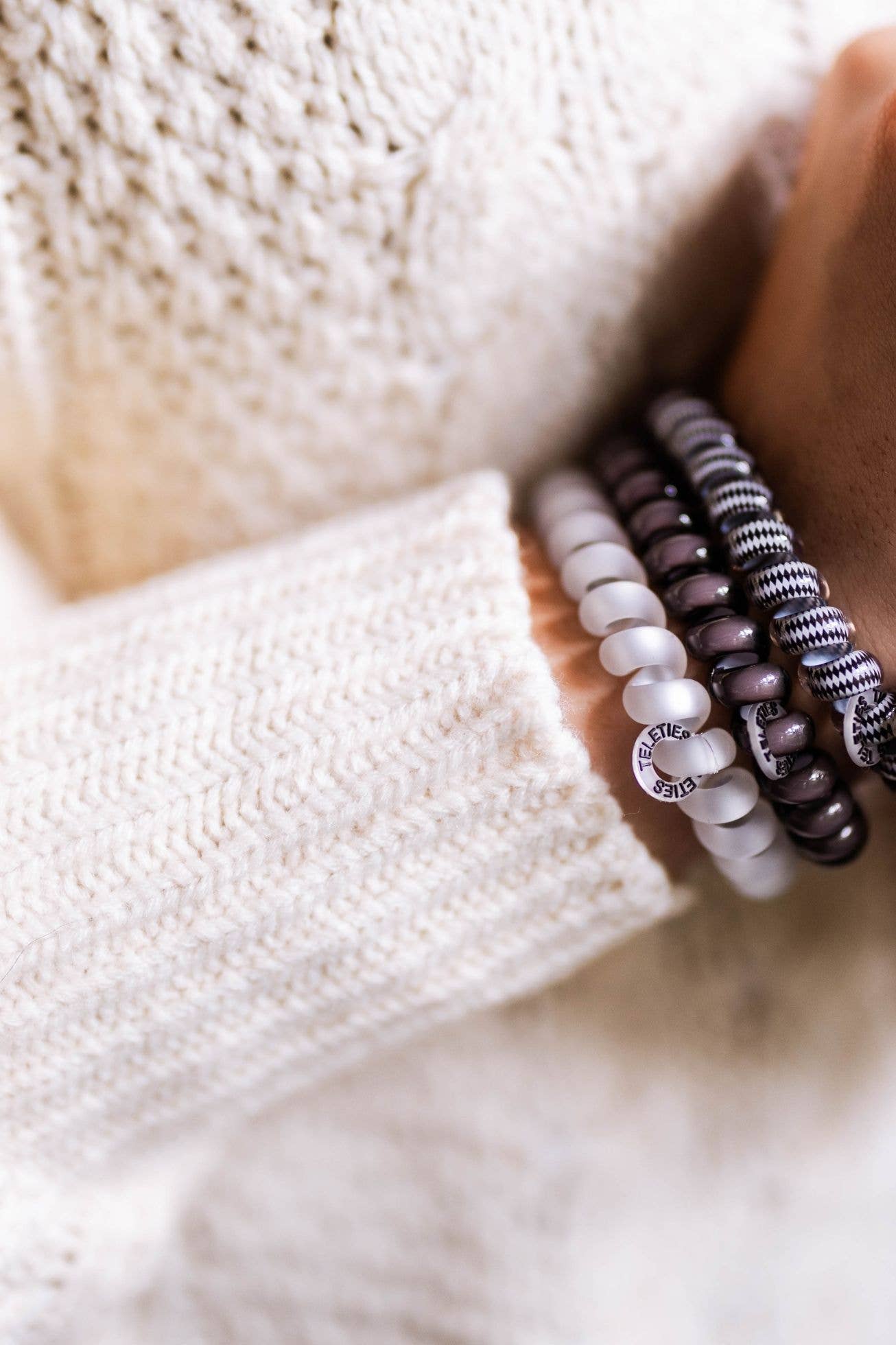 Silver Flames - Large Spiral Hair Coils, Hair Ties, 3-pack