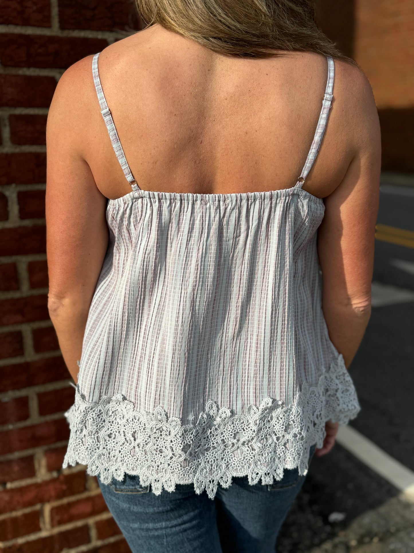 Cute in Crochet Cami Top | Grey