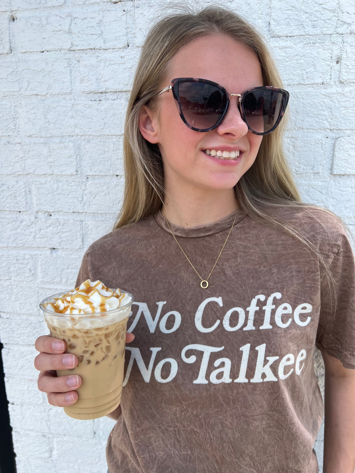 No Coffee No Talkee Graphic Tee | Mocha Mineral Wash