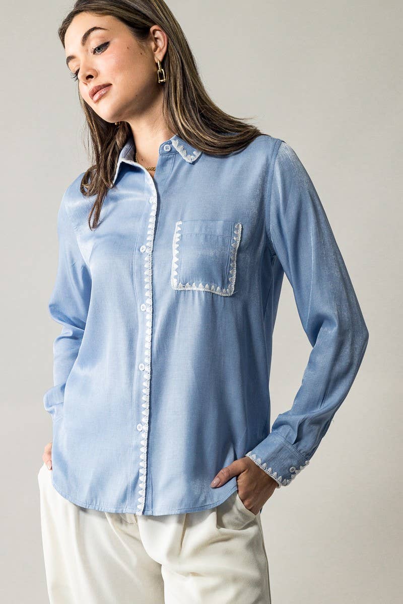 Celeste Lace-Edged Button-up Shirt