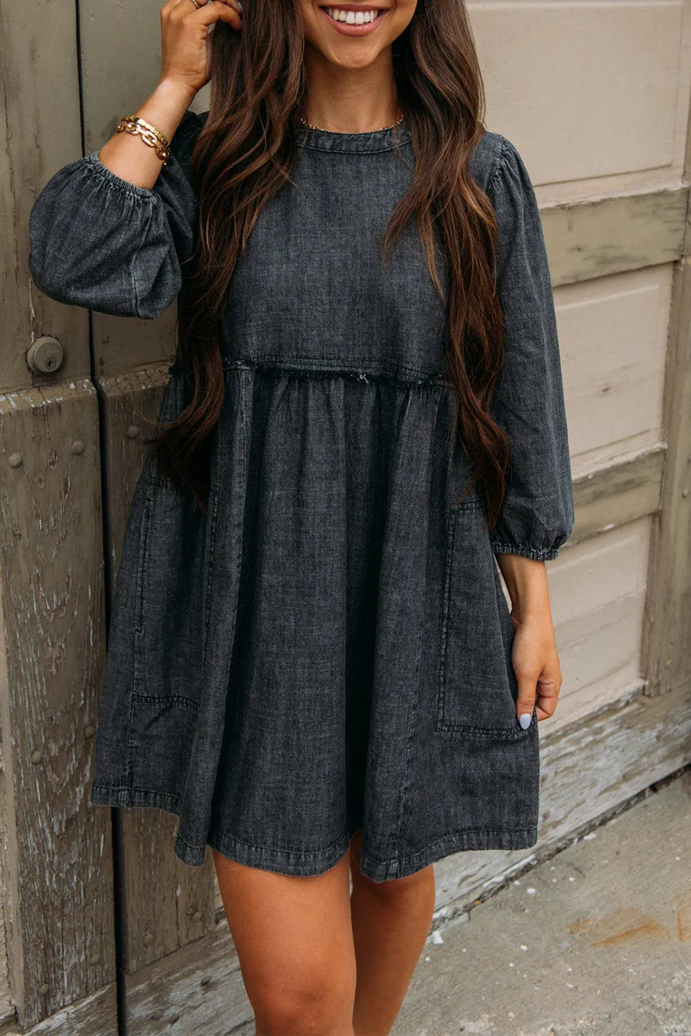 All Dressed Up Black Denim Dress