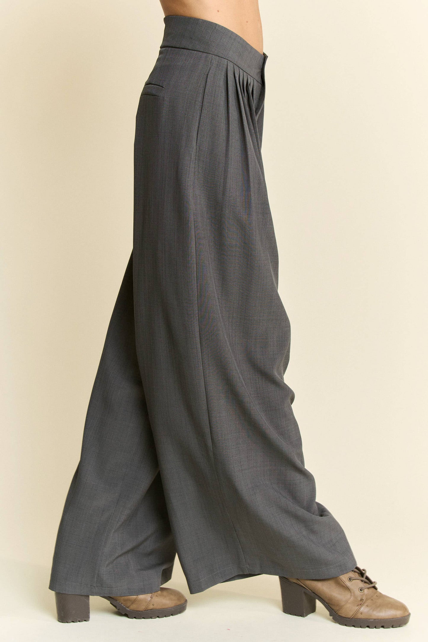 Wide Leg Trouser Pants | Grey