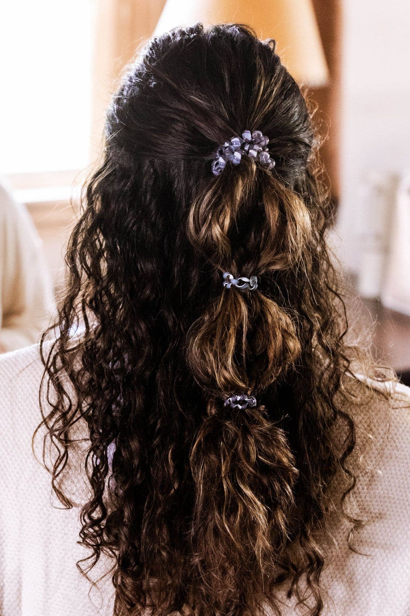 Midnight Rain - Large Spiral Hair Coils, Hair Ties, 3-pack