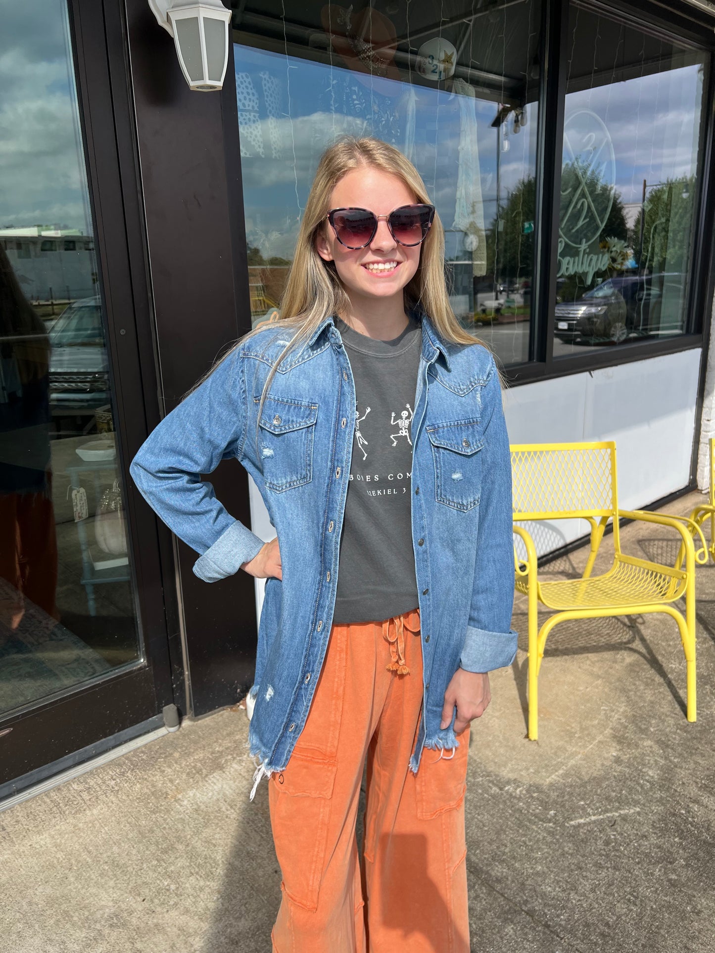 Tessa Distressed Denim Shirt | medium wash
