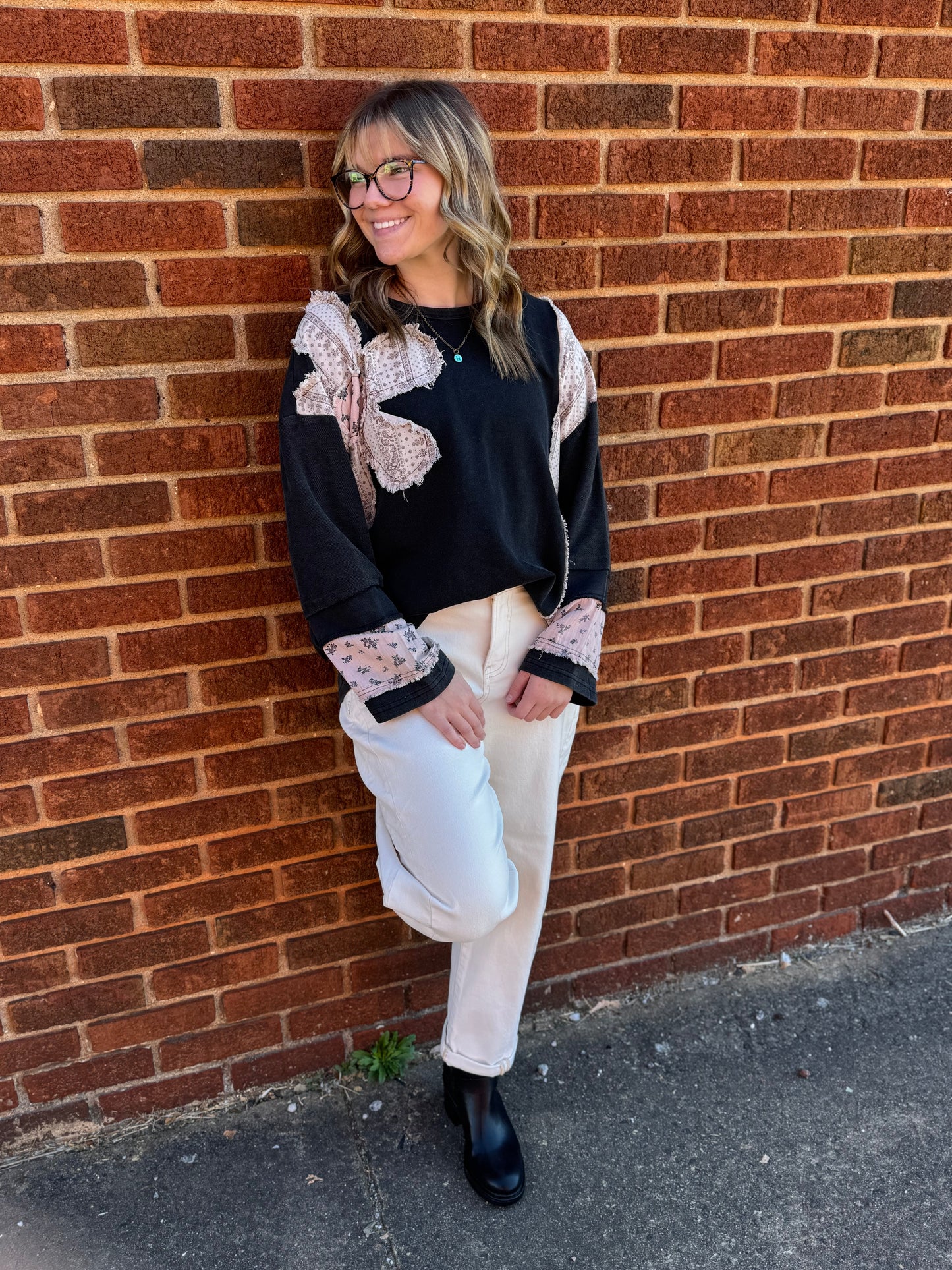 Faded Bloom Patch Pullover