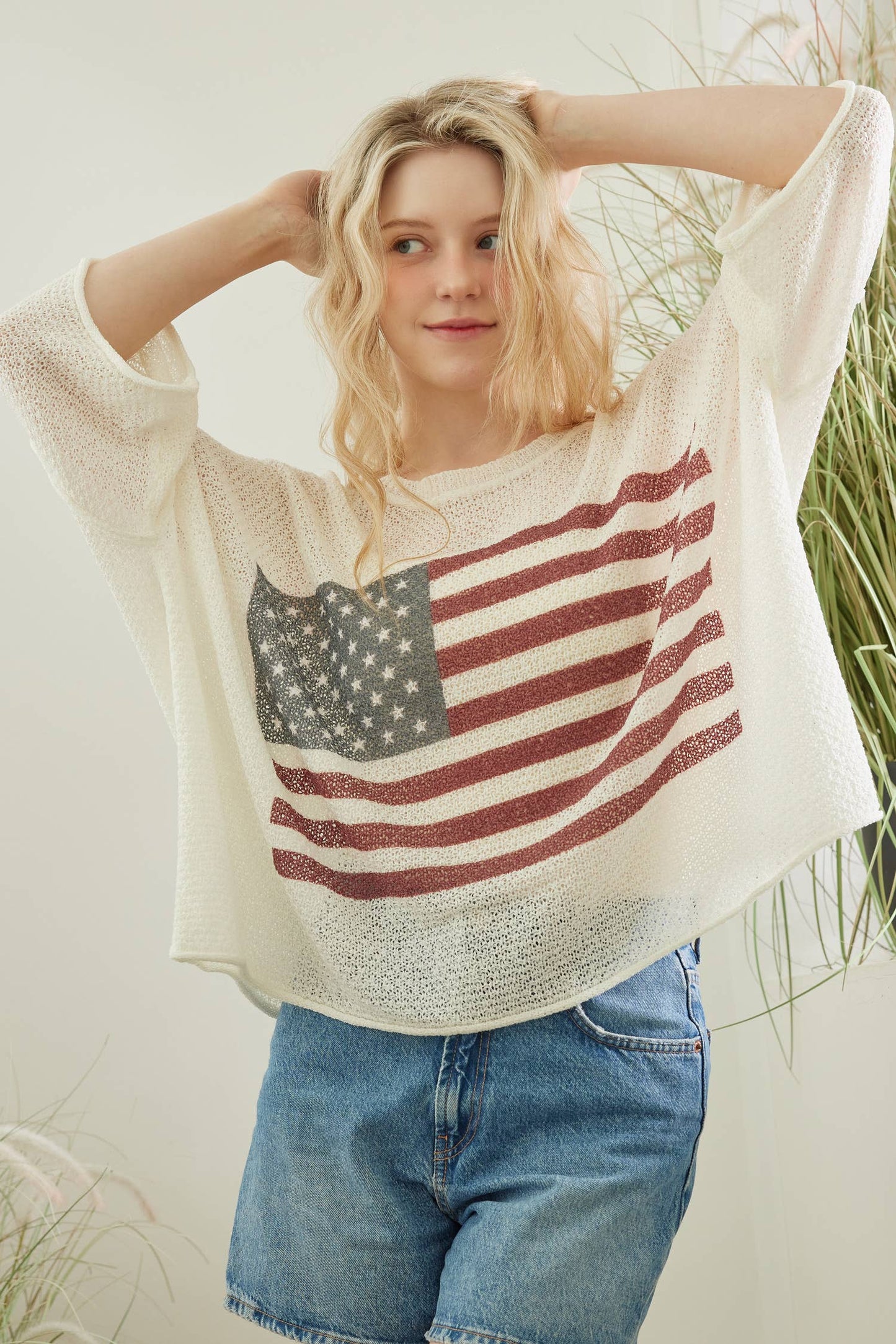 American Flag Sweater Top