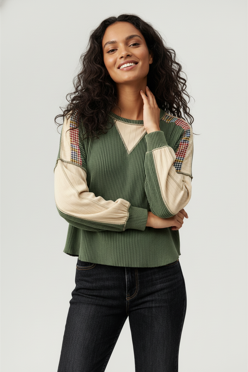 Modern Block Ribbed Top