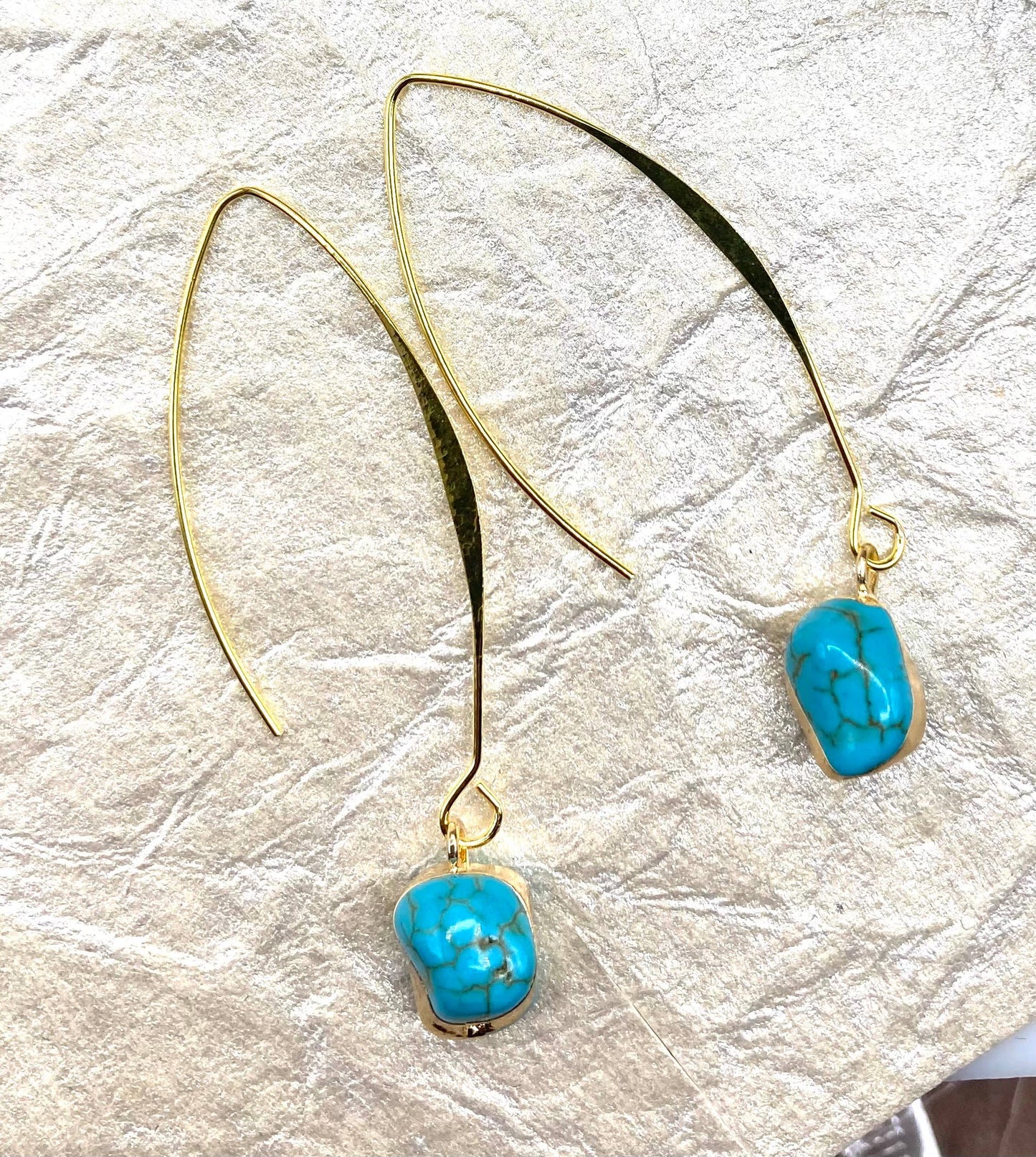 Gold Linear Nugget Earring Drop