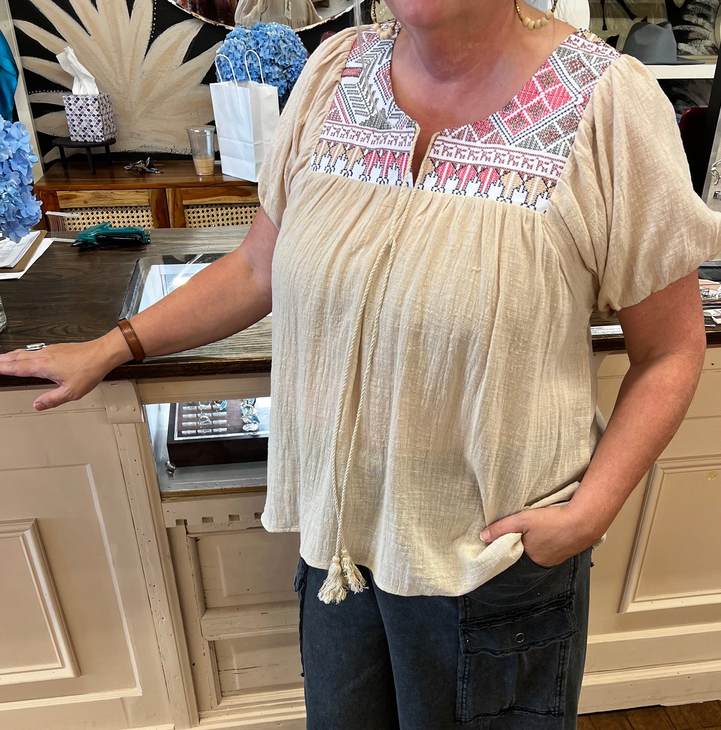 Tribal Echo Embroidered Top