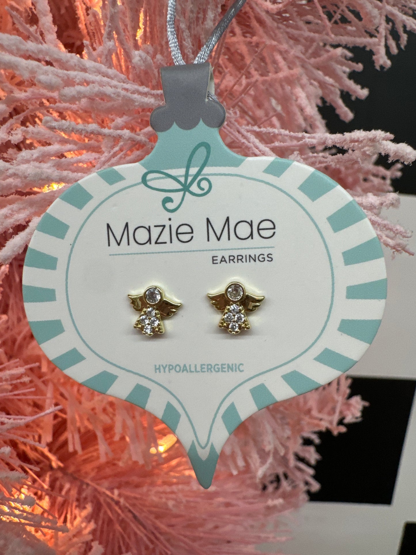 Gold CZ Angel Stud Earring