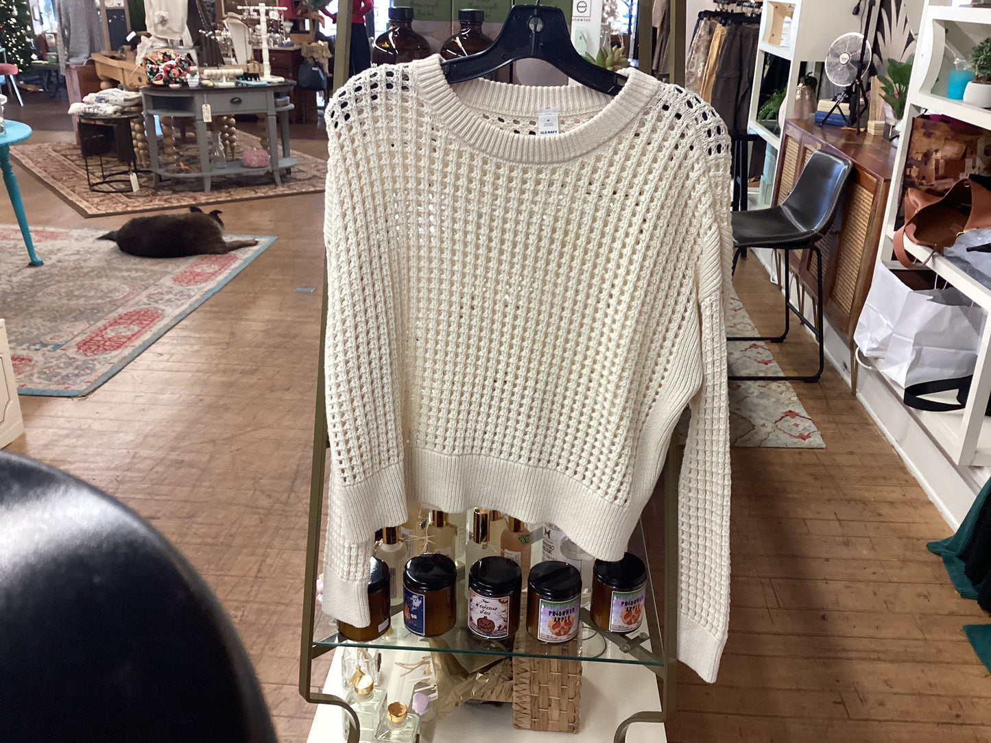 EMR remix woven cream sweater M