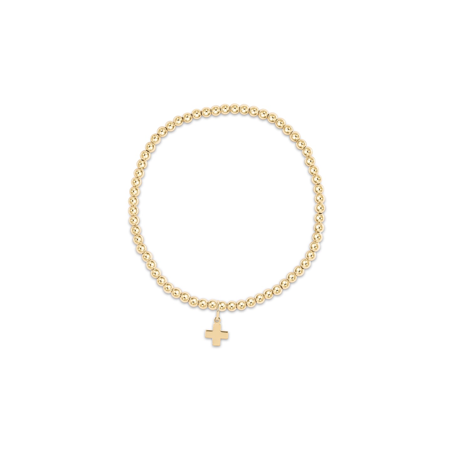 eNewton - Classic Gold 3mm Bead Bracelet - Signature Cross Gold