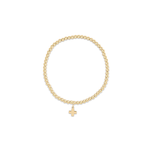 eNewton - Classic Gold 3mm Bead Bracelet - Signature Cross Gold