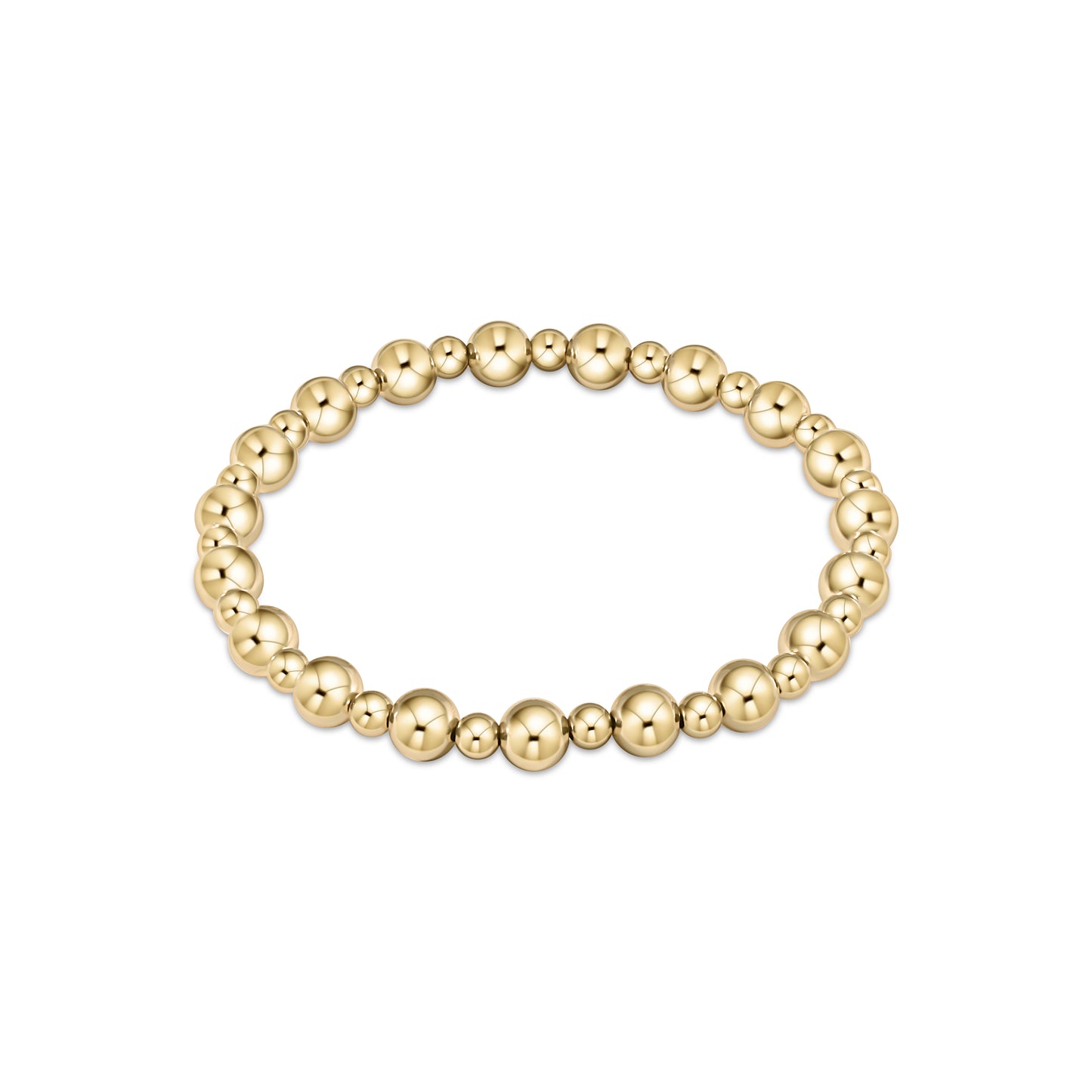 eNewton - Classic Grateful Pattern 6mm Bead Bracelet - Gold