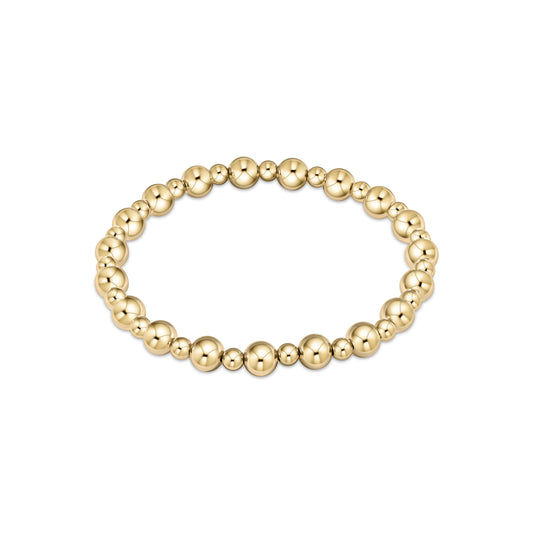 eNewton - Classic Grateful Pattern 6mm Bead Bracelet - Gold