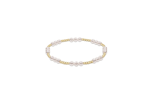 eNewton - Classic Joy Pattern 4mm Bead Bracelet - Pearl