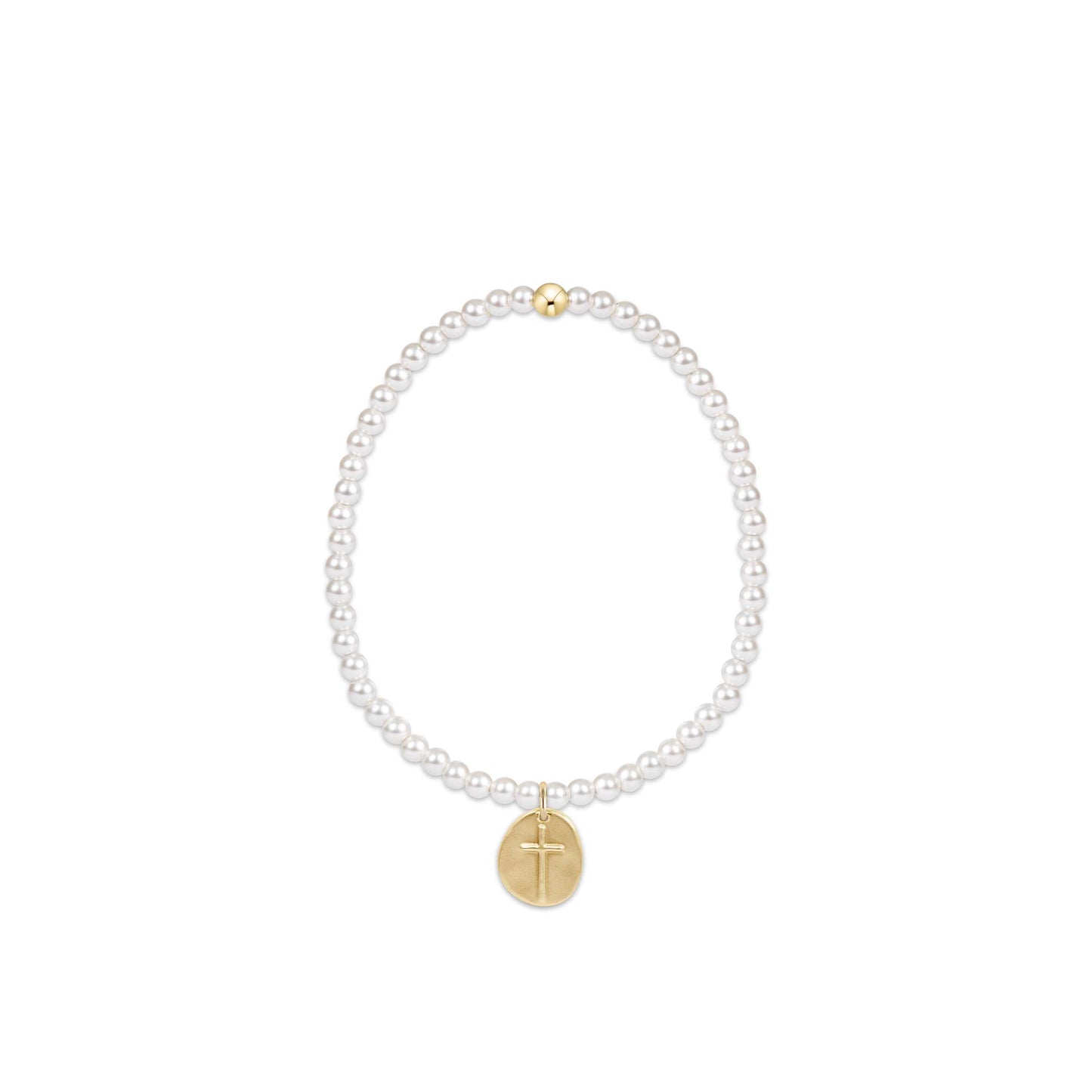 Classic Pearl 3mm Bead Bracelet - Inspire Small Gold Charm