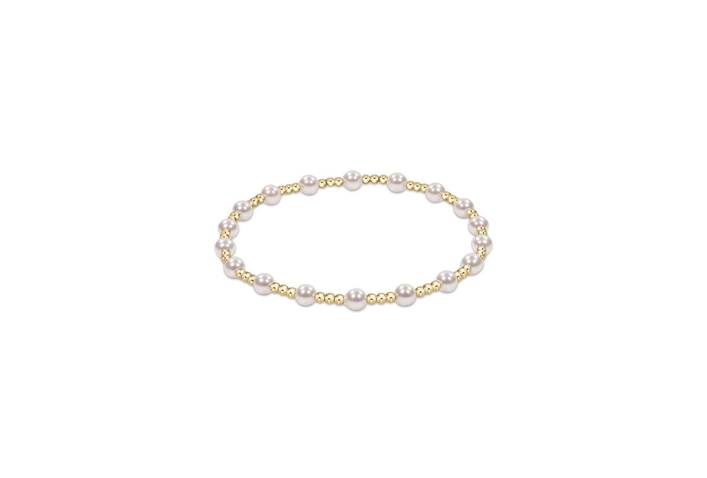 eNewton - Classic Sincerity Pattern 4mm Bead Bracelet - Pearl