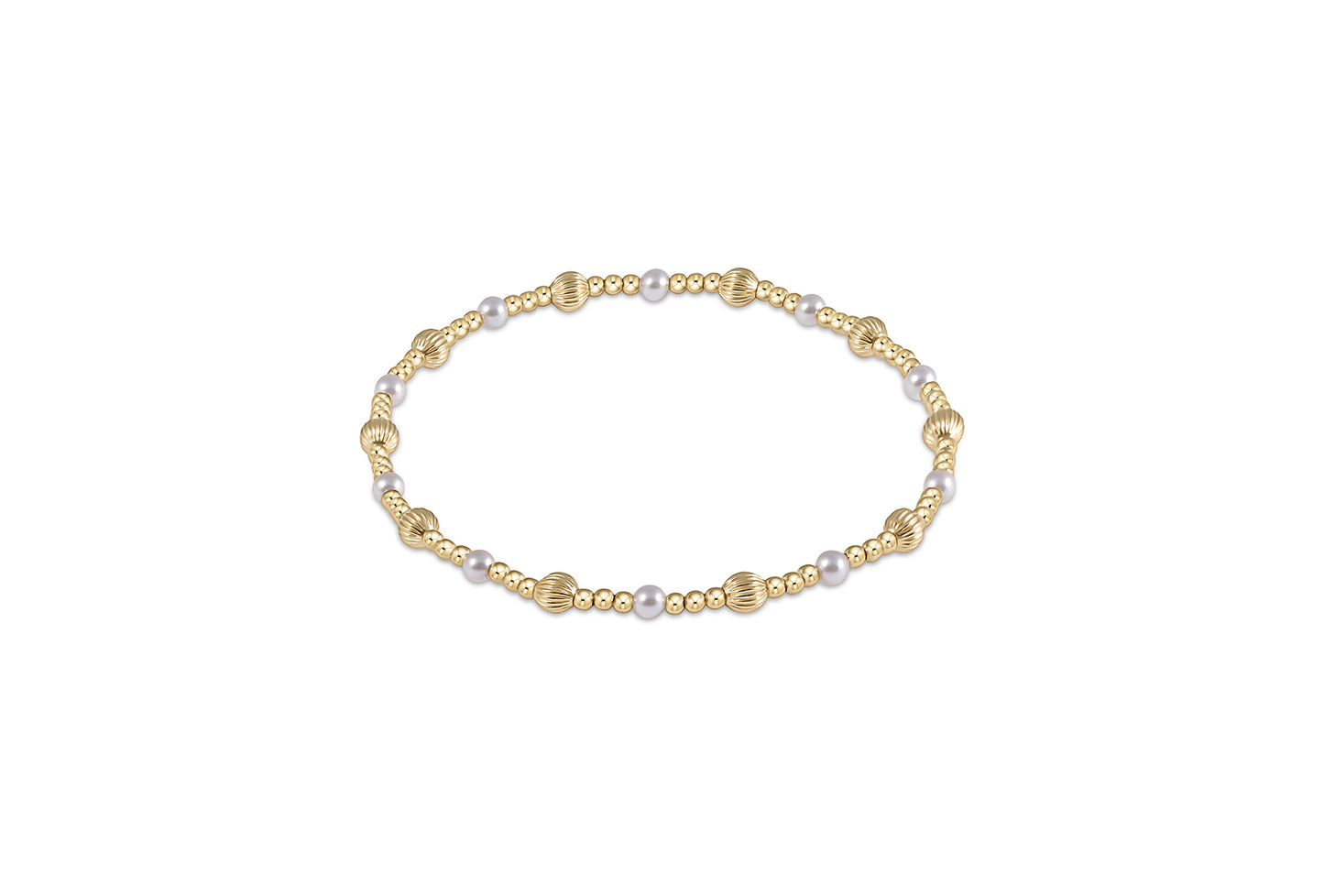 eNewton - Dignity Sincerity Pattern 4mm Bead Bracelet - Pearl