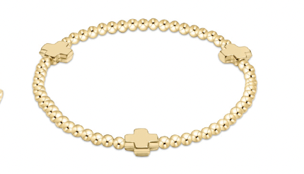 eNewton Extends - Signature Cross Gold Pattern 3mm Bead Bracelet - Gold