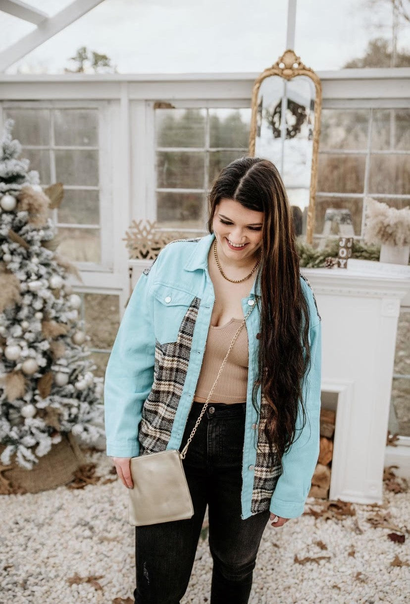 Think Happy Patchwork Denim Jacket