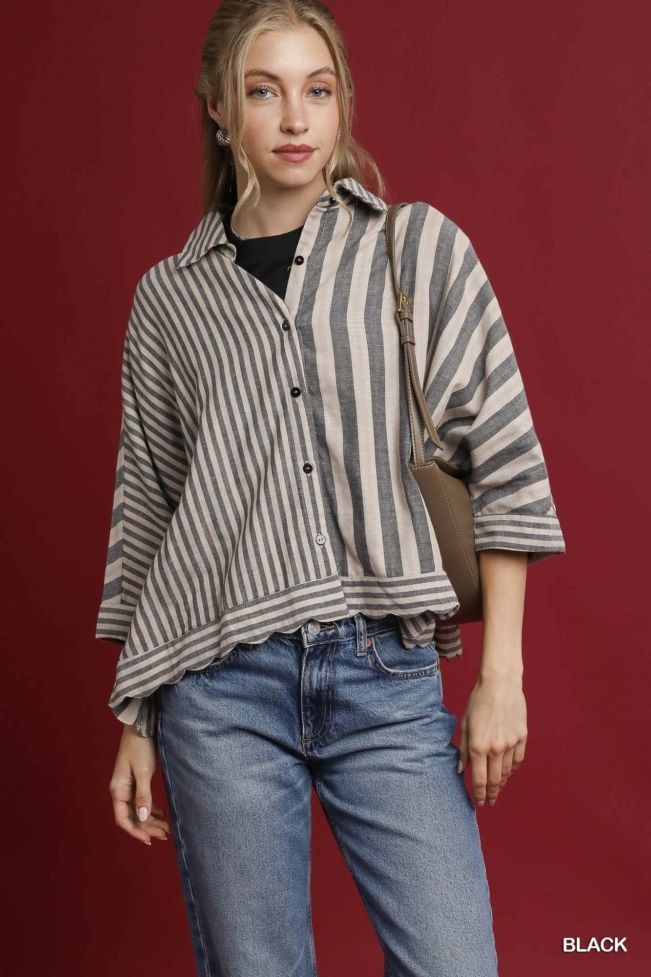 Bold Lines Button-Up Top
