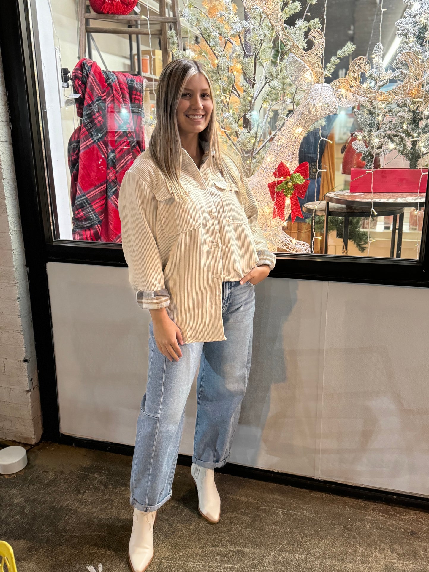 Camille Plaid Lined Corduroy Shacket