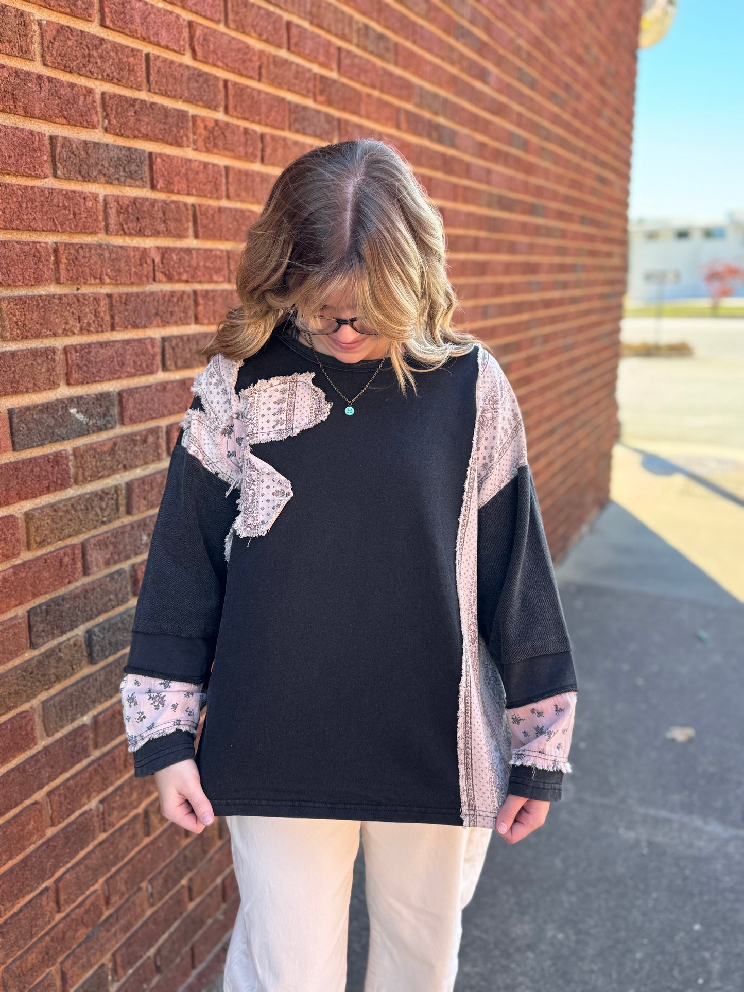Faded Bloom Patch Pullover