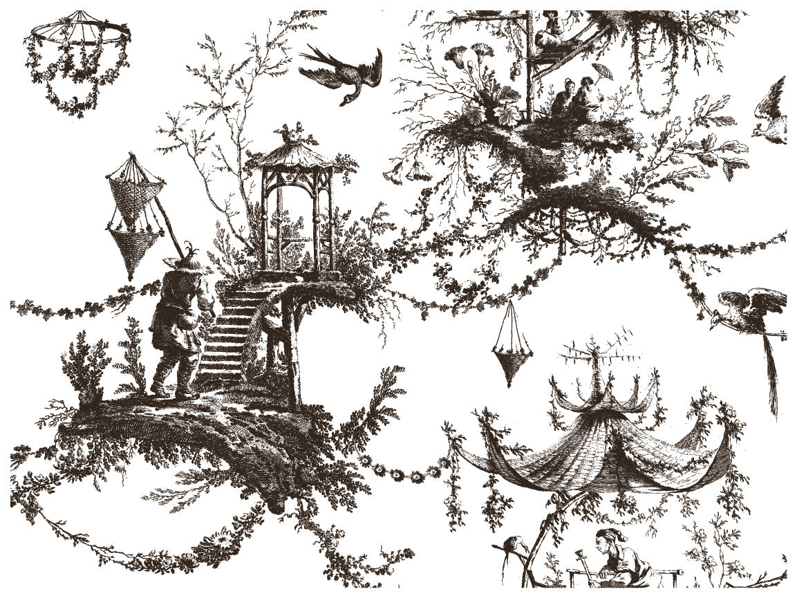 Petits Parasols Black IOD Paint inlay