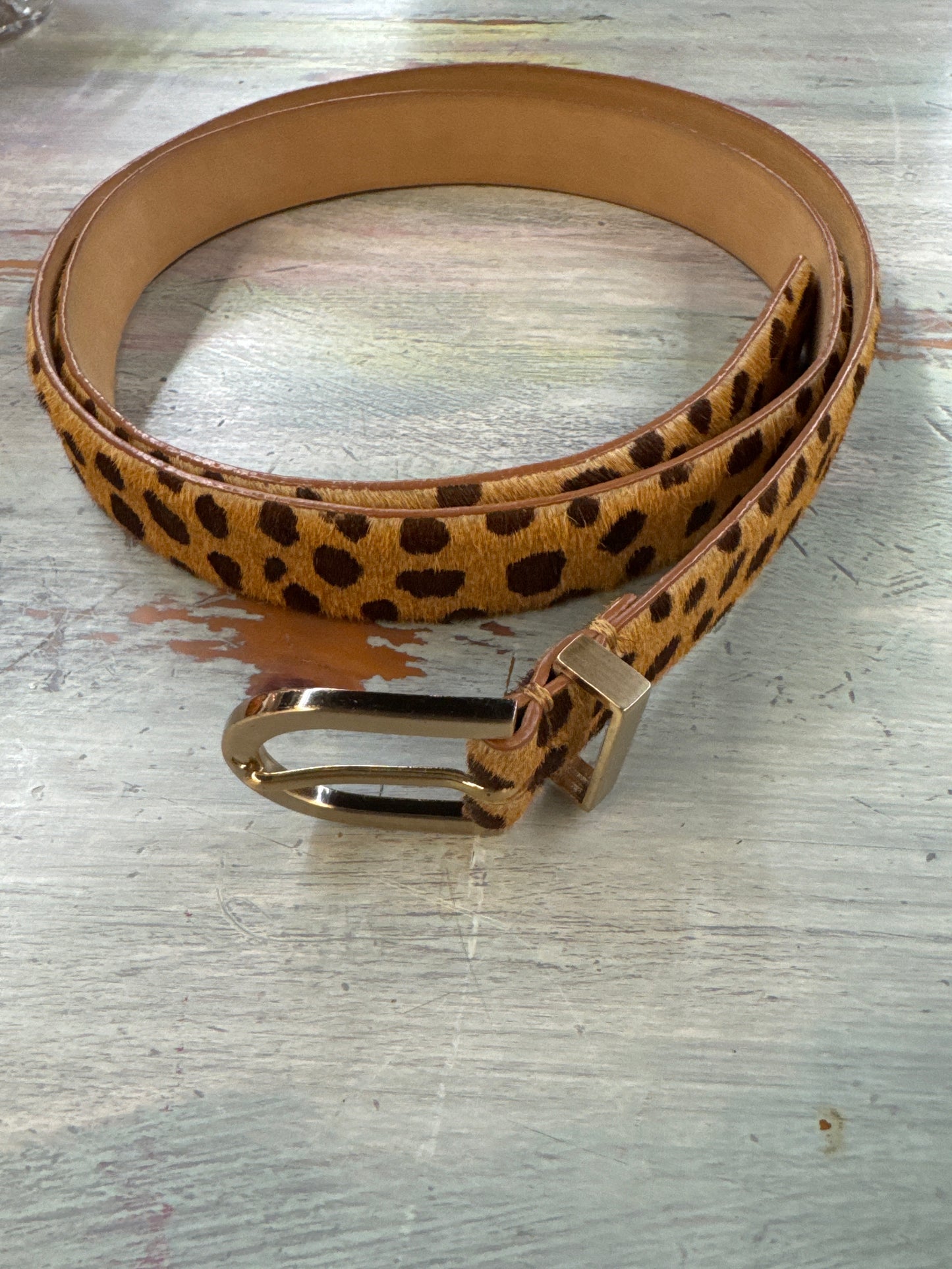 KC - Talbots Cheetah Leather Belt | XL