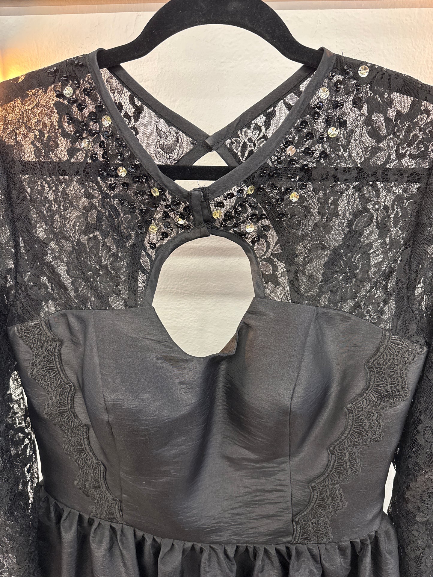 WP - Wedding Dress Black Lace Cocktail Dress | 16