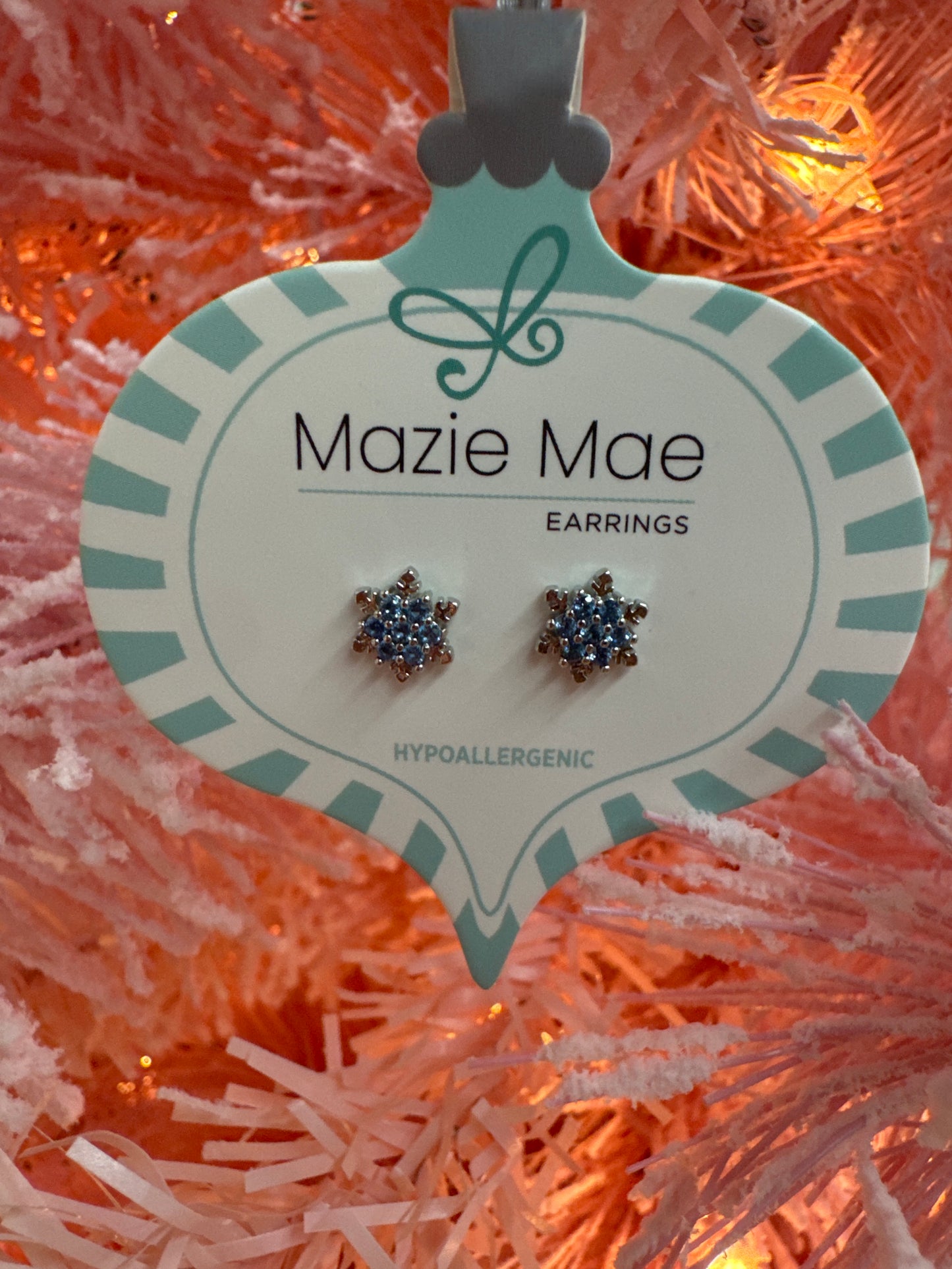 Silver Light Sapphire Snowflake Stud Earrings