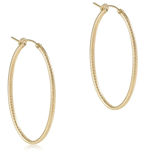 eNewton - Oval Gold 2" Hoop - Textured Earrings