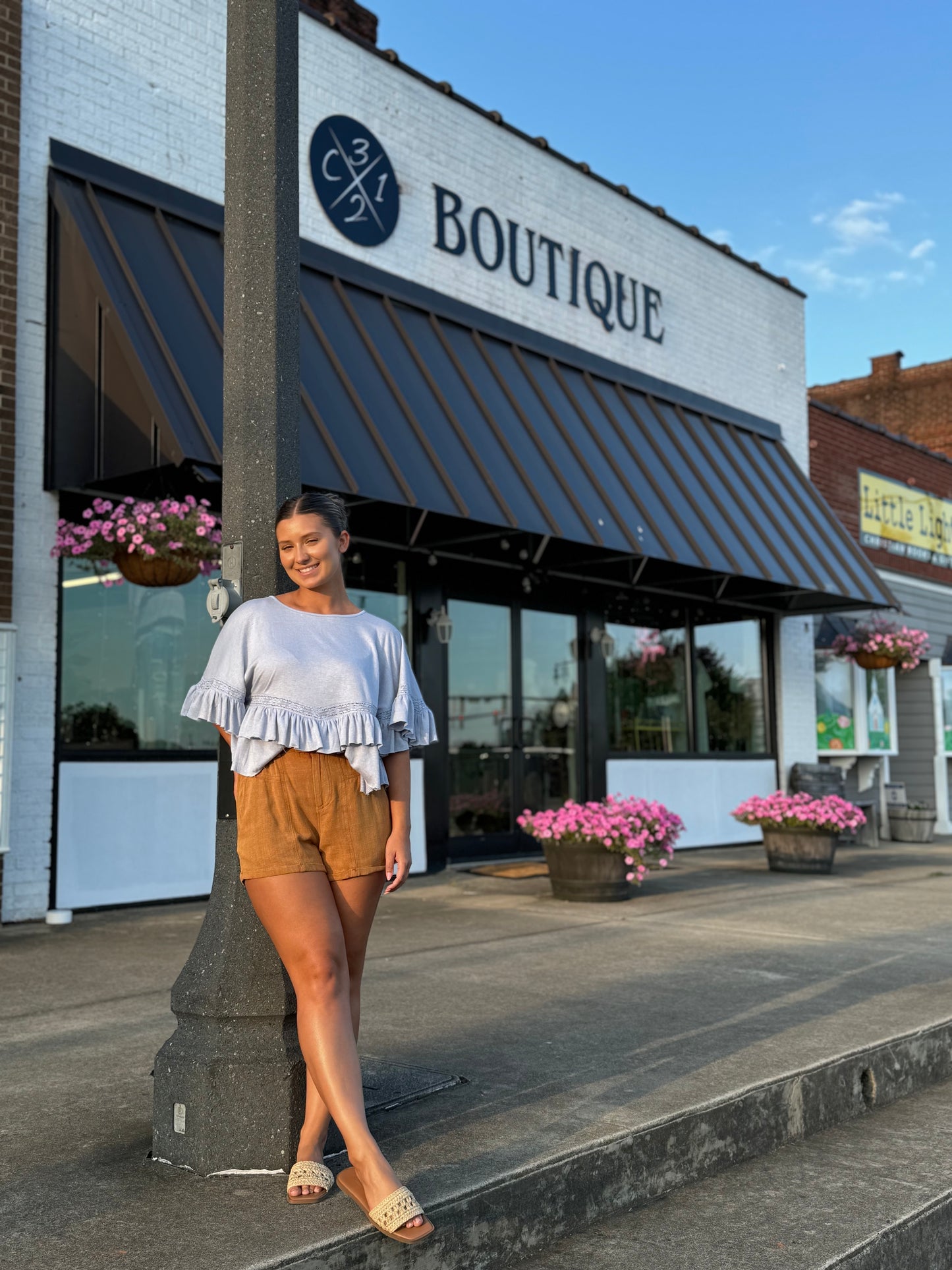 Cascade Charm Ruffle Top | Baby Blue
