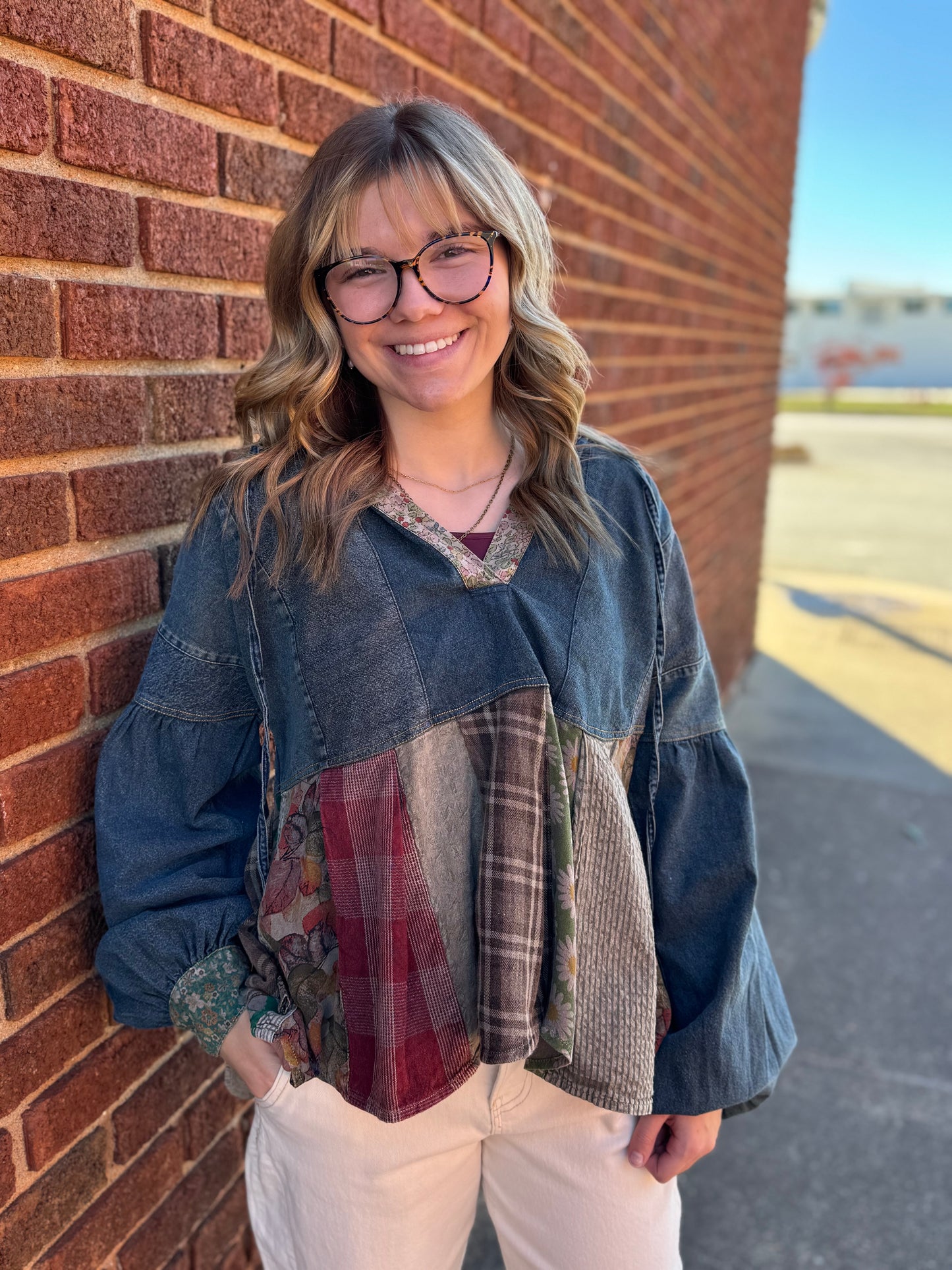 Denim Plaid Hoodie